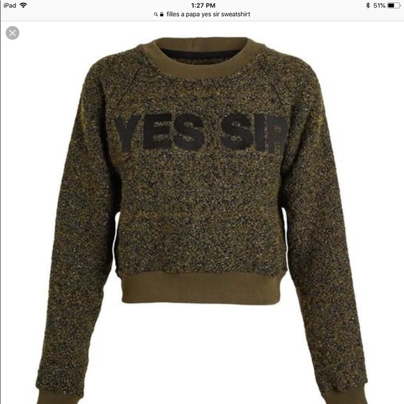 FILLES A PAPA Yes Sir cropped sweatshirt - Picture 1 of 5